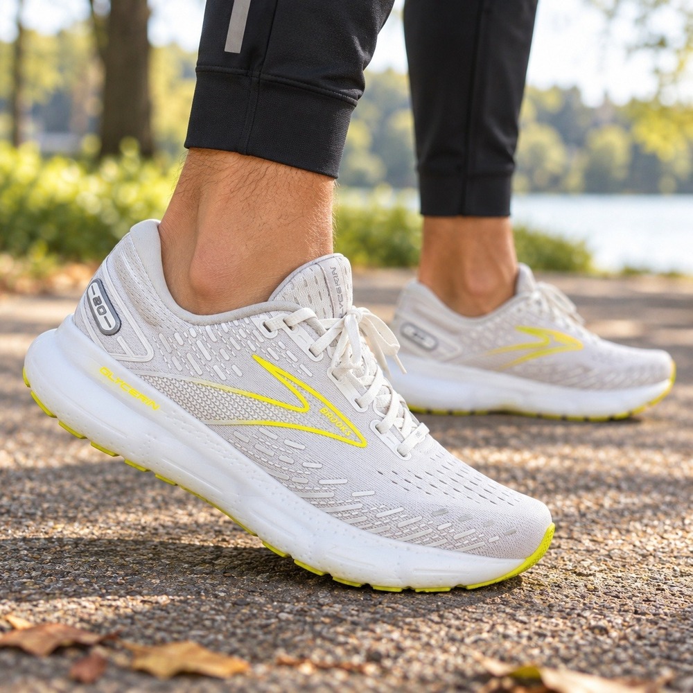 Brooks Glycerin 20 Running Shoes DNA Loft Cushioned White Yellow Men's Size 7.5